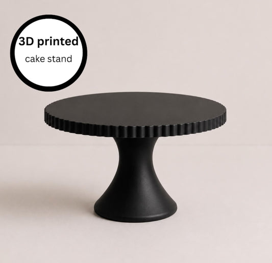 Black Scalloped Cake Stand – 3D Printed Dessert Pedestal | Party Cake Display Stand | Race Car Birthday Decor - Race Car Party Decor