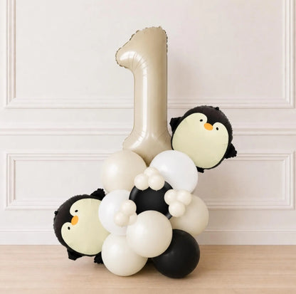 Penguin Balloon Tower Kit | Penguin Birthday Balloon Decorations | DIY Penguin Party Balloon Column | 1st Birthday Decor | Balloon Bundle