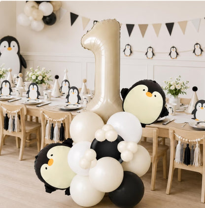 Penguin Balloon Tower Kit | Penguin Birthday Balloon Decorations | DIY Penguin Party Balloon Column | 1st Birthday Decor | Balloon Bundle