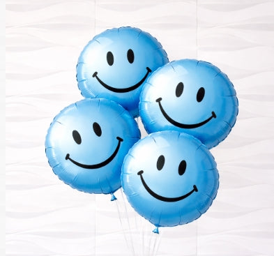 Blue Smiley Face Balloon - One Happy Dude Theme - One Happy Dude - Groovy Birthday - Happy Face Balloon - One Cool Dude Balloon - Mylar