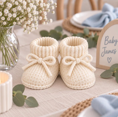 3D Printed Baby Booties Decor - Knit Look Baby Shoes - Baby Shower Centerpiece - Nursery Shelf Decor - Baby Shower Table Decor - Baby Shower
