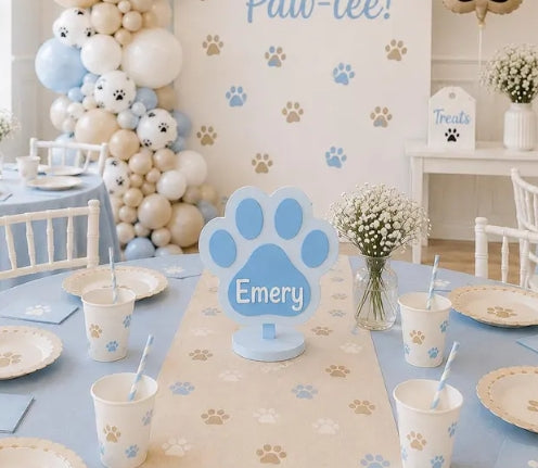 Let's PAW-TEE 3D Printed Paw Print Centerpiece- Let's Paw-Tee - Puppy Party - Dog Birthday Party -Paw Print 3D - Puppy Decorations