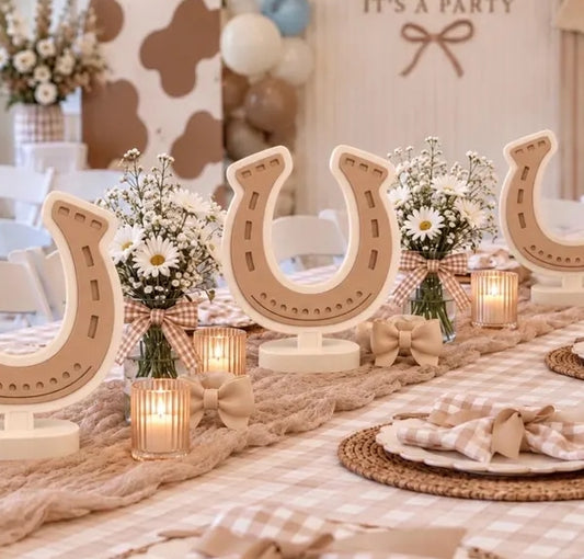 Horseshoe 3D Printed Table Decor - 3D Printed Centerpiece - First Rodeo - Cow Boy Party - Bridal Shower Decor - Birthday Party Decor -Horse
