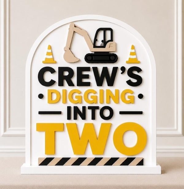 Construction 3D Printed Centerpiece - Digging Into Two - Digging Birthday - Construction Birthday - Construction Birthday Decorations