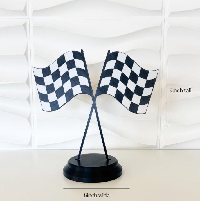 Race Car Flag 3D Centerpiece- Two Fast Birthday - 1st Lap Birthday - Race Car Birthday - Race Car Centerpiece - 3D Print - 3d Print piece