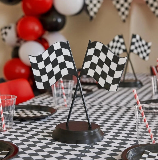 Race Car Flag 3D Centerpiece- Two Fast Birthday - 1st Lap Birthday - Race Car Birthday - Race Car Centerpiece - 3D Print - 3d Print piece