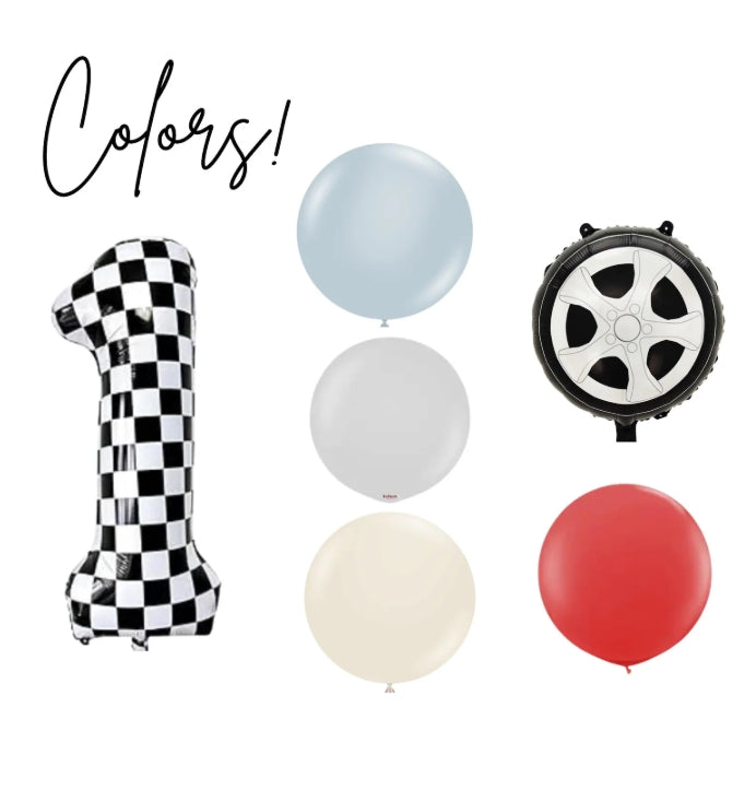Race Car Theme Balloon Bundle - Two Fast Balloons - 1st Lap Balloons - Frist Lap Around The Track Theme Birthday - Pack Of Balloons