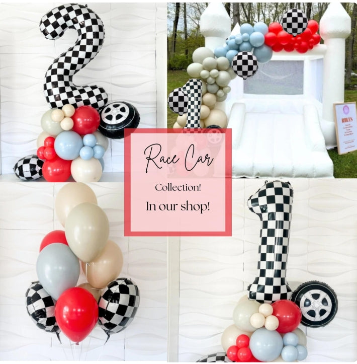 Race Car Theme Balloon Bundle - Two Fast Balloons - 1st Lap Balloons - Frist Lap Around The Track Theme Birthday - Pack Of Balloons