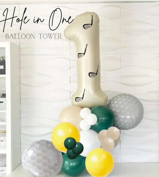 Hole In One Birthday Balloons - Hole In One - Hole In One Birthday - Golf Birthday Balloons - Golf Party - Four Birthday Party - Golf Tower