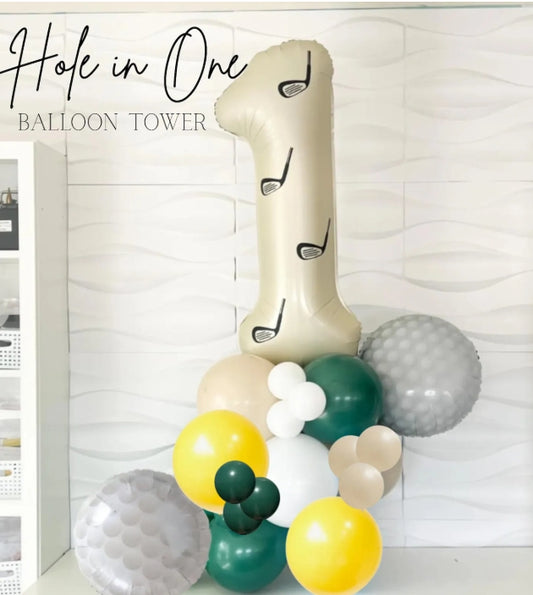 Hole In One Birthday Balloons - Hole In One - Hole In One Birthday - Golf Birthday Balloons - Golf Party - Four Birthday Party - Golf Tower