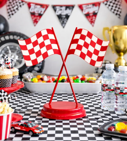 Race Car Flag 3D Centerpiece- Two Fast Birthday - 1st Lap Birthday - Race Car Birthday - Race Car Centerpiece - 3D Print - 3d Print piece