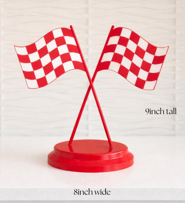 Race Car Flag 3D Centerpiece- Two Fast Birthday - 1st Lap Birthday - Race Car Birthday - Race Car Centerpiece - 3D Print - 3d Print piece