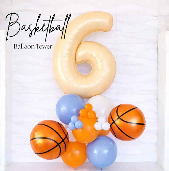 Basketball Balloon Tower - Birthday MVP- Birthday Hoops - Birthday Baller Birthday - Sports Birthday - Sports Party Decorations - Balloons