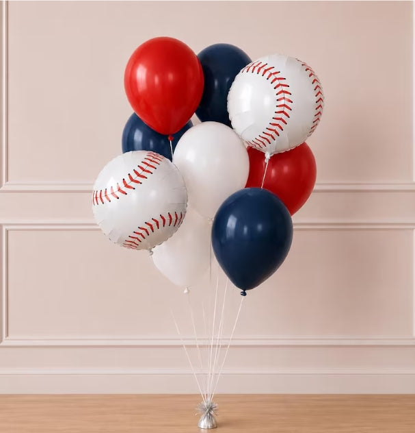 Baseball Birthday Balloon 10 Pack - Baseball Birthday Decor - Rookie of the Year - First Pitch -Baseball Party Decorations -Baseball-Sports