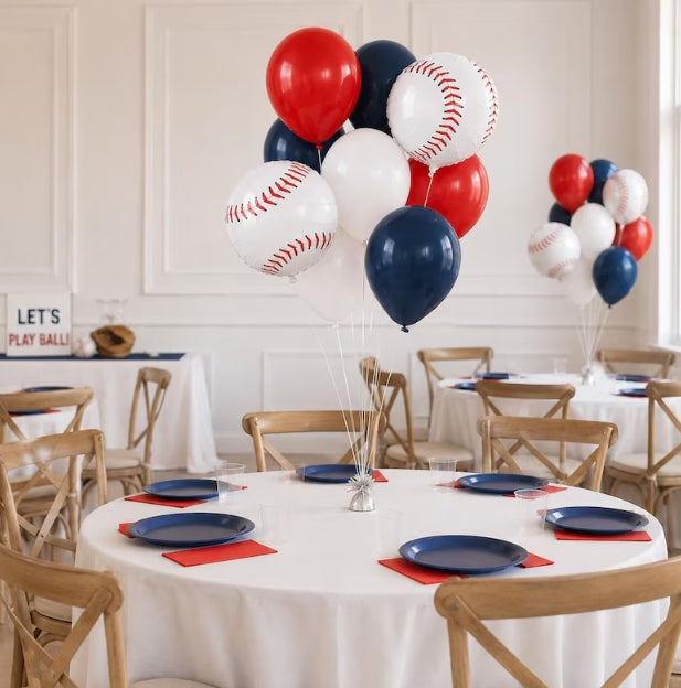 Baseball Birthday Balloon 10 Pack - Baseball Birthday Decor - Rookie of the Year - First Pitch -Baseball Party Decorations -Baseball-Sports