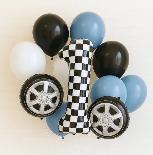 Race Car Theme Balloon Bundle - Two Fast Balloons - 1st Lap Balloons - Frist Lap Around The Track Theme Birthday - Pack Of Balloons -