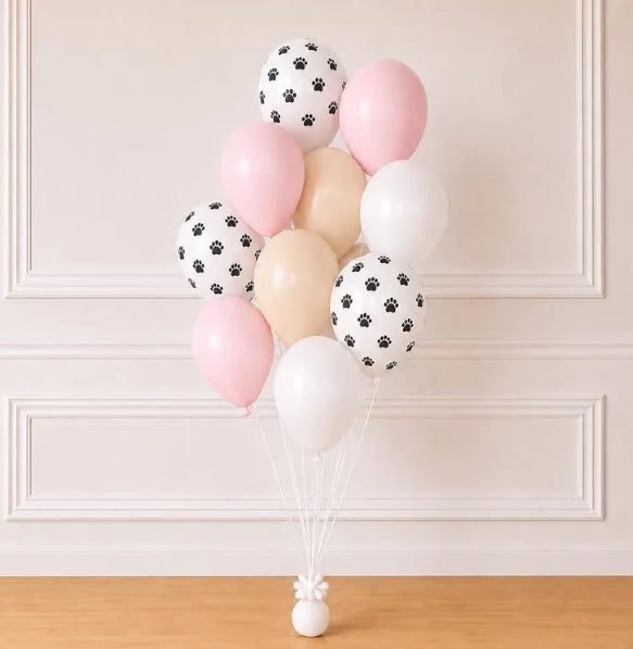 Puppy Party Balloon Bundle - 12 Pack Paw Print Balloons - Let’s Paw-Tee Party Decor - Puppy
