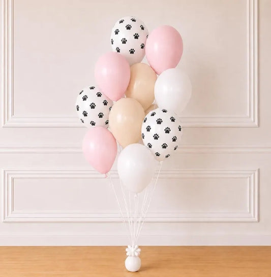 Puppy Party Balloon Bundle - 12 Pack Paw Print Balloons - Let’s Paw-Tee Party Decor - Puppy