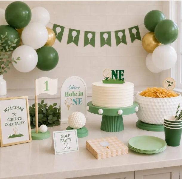 Hole In One Golf Cake Stand - Golf Cake Stand - Golf Party Decorations - Let's Par-tee - Hole In One Birthday - Golf Decor - Cake Stand