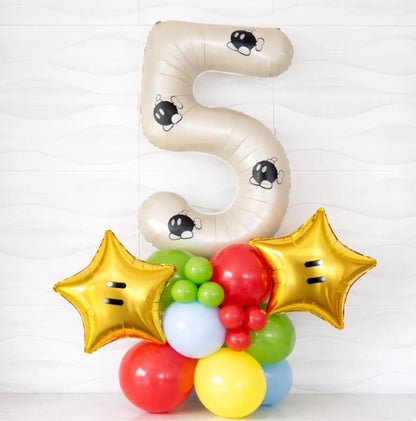 Super Mario Bros Balloons Birthday Tower - Number Tower - Super Mario Birthday Party - Mario Balloons - Super Mario Party - Mario Party