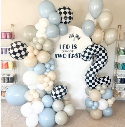 Checkered Mylar Balloon Two Fast Theme Decor
