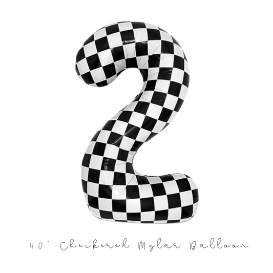 Checkered Mylar Number Two For Two Fast Theme Decor