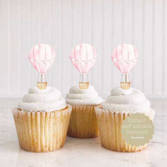 hot air balloon cupcake topper, hot air balloon decorations, oh the places baby shower decoration, hot air balloon themed birthday party