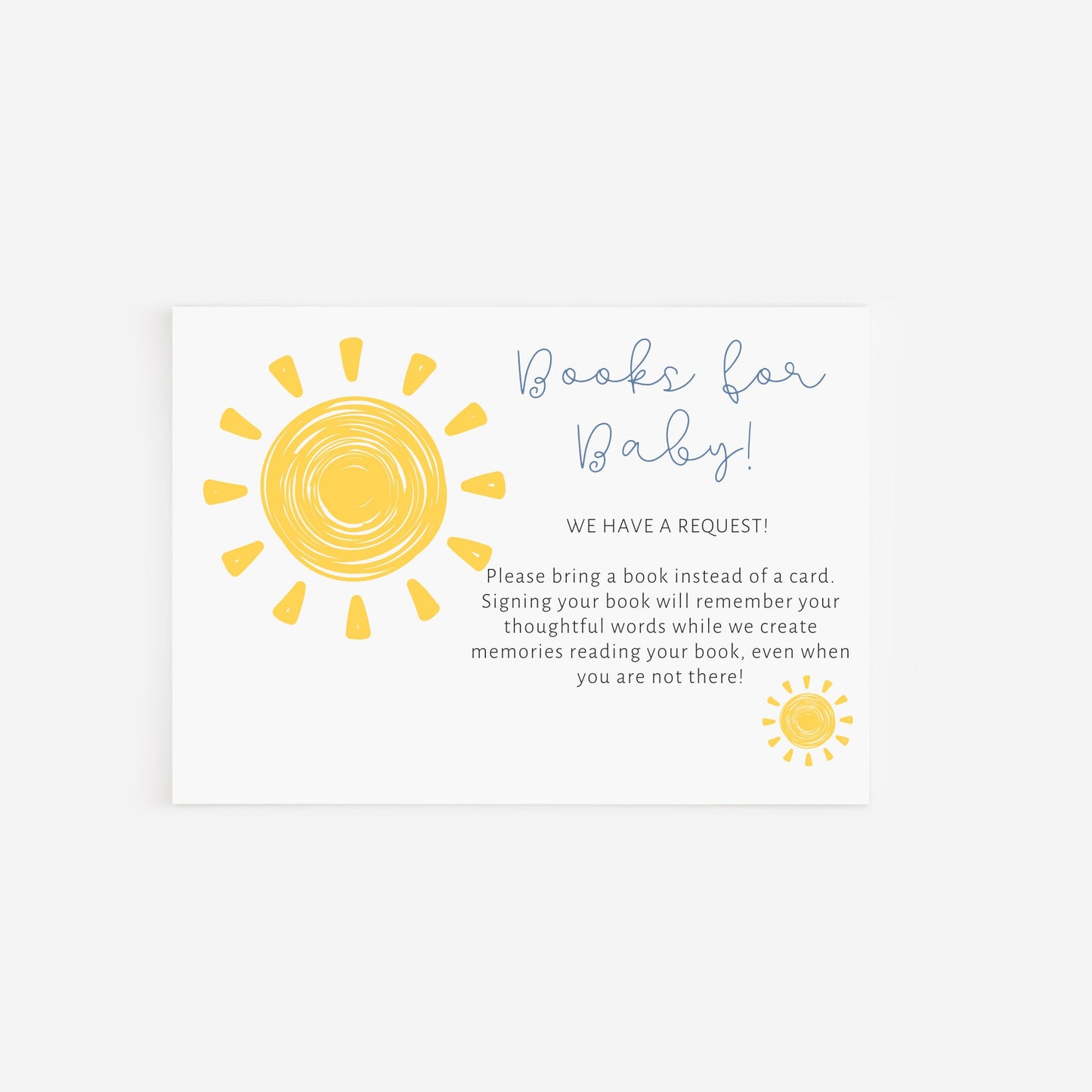 Books for Baby Card | Book Request Insert | Modern Minimalist Baby Shower | Gender Neutral Baby Shower