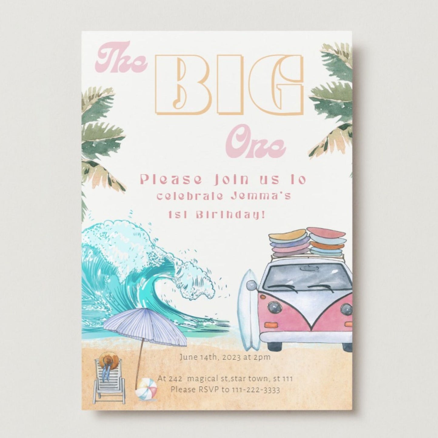 The Big One Download Editable Invitation l beach party invite l surf party invite l beach party l The Big one theme Decor l 1st birthday l