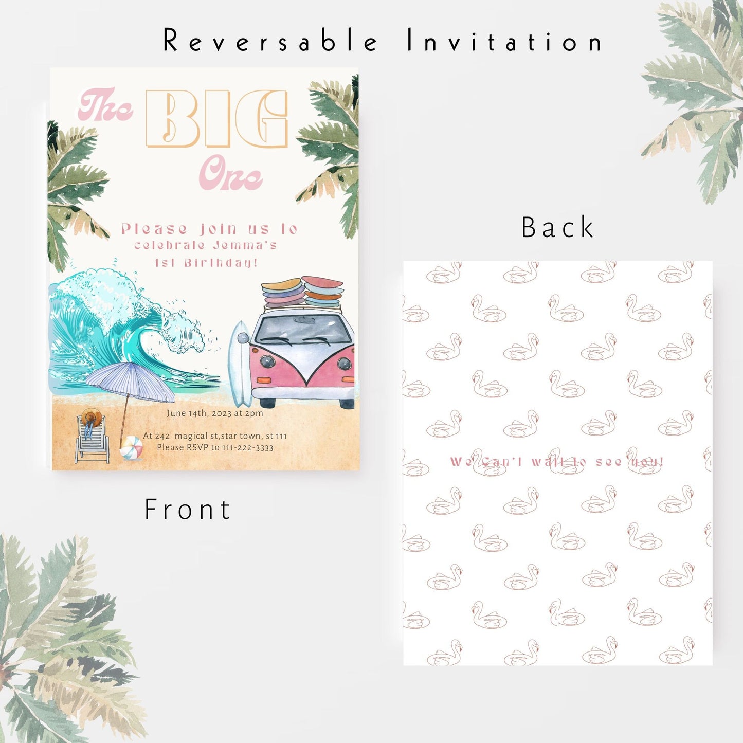 The Big One Download Editable Invitation l beach party invite l surf party invite l beach party l The Big one theme Decor l 1st birthday l