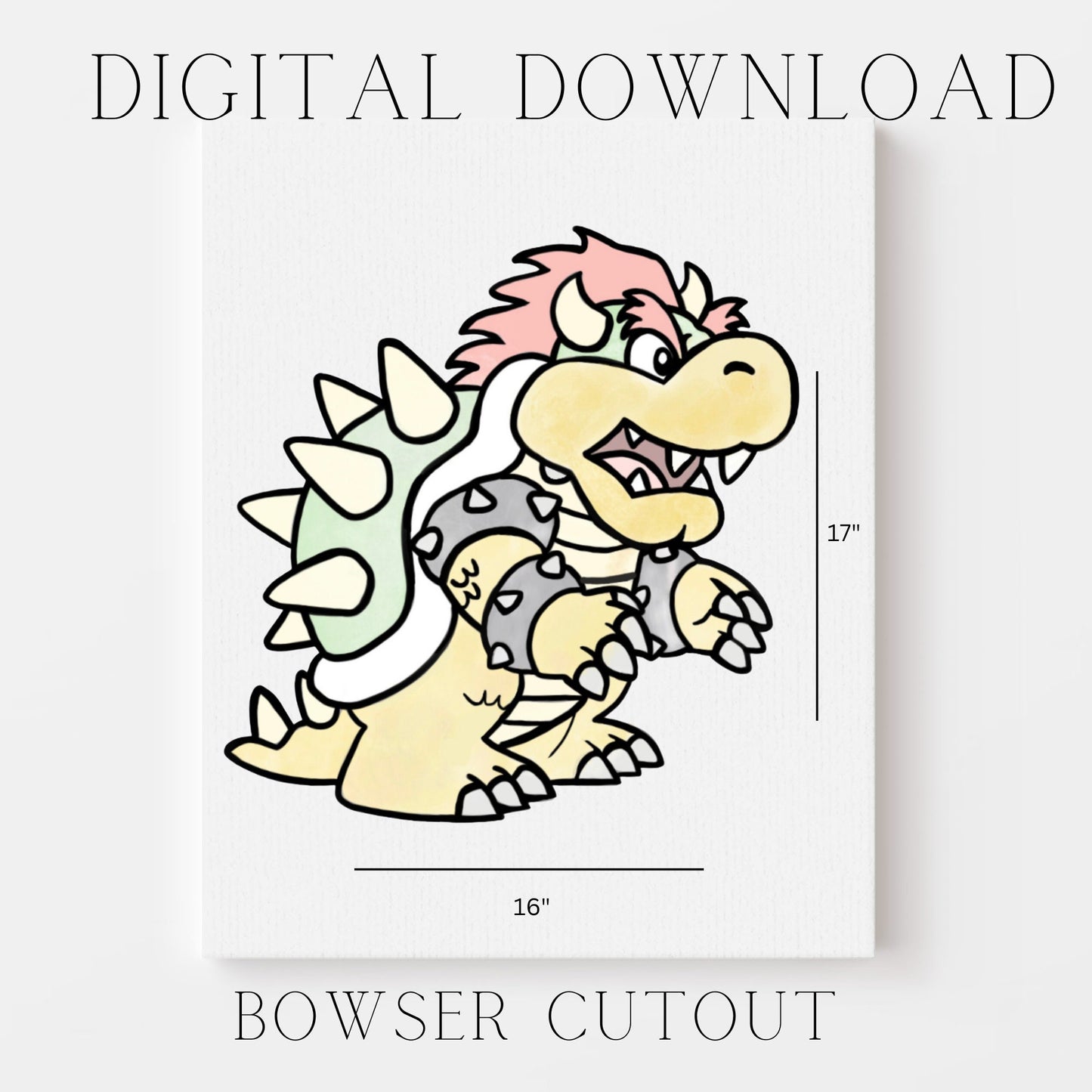 Bowser Digital Download Print Out l Bowser Cutout l Princess Peach Theme Party l Super Mario Party l Super Mario Theme Party l Super Mario l