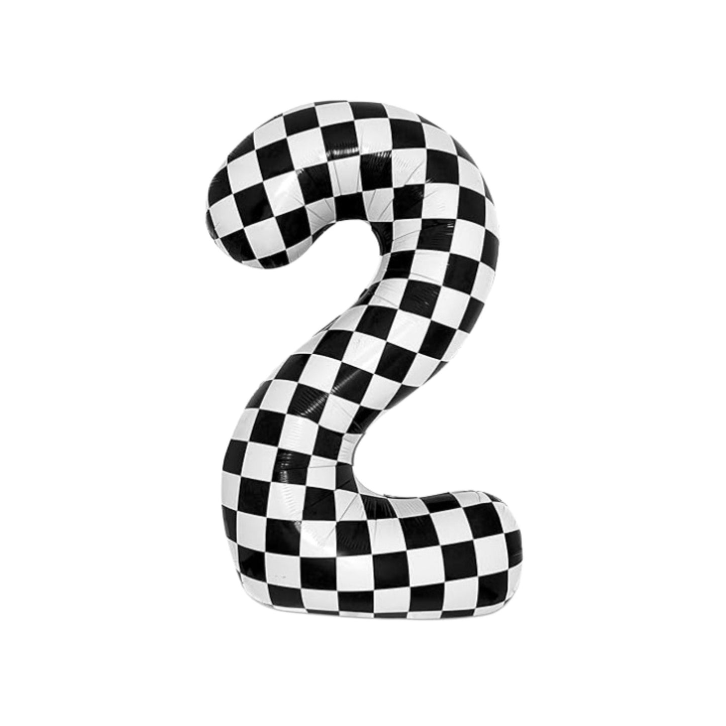 40' Checkered Foil Number Two Balloon l Foil Balloon l Two Fast Balloon l Number Two Balloon l Twp Fast Birthday Balloon