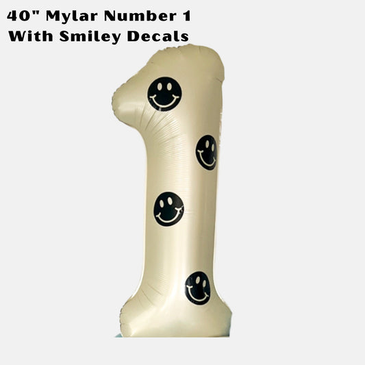Number 1 Mylar Balloon with Smily Decals