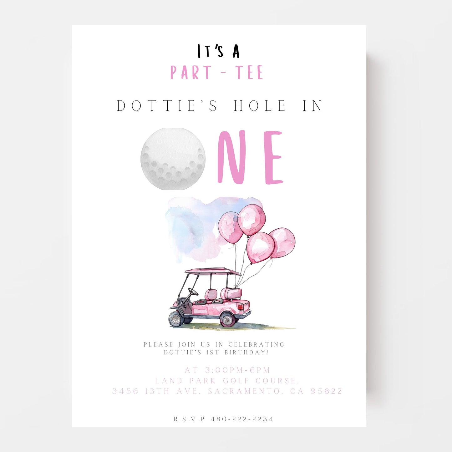 Hole In One Invitation - Hole In One Digital Download Invite - Hole In One Theme Birthday - Hole In One Theme - Par-tee Theme - Golf Party