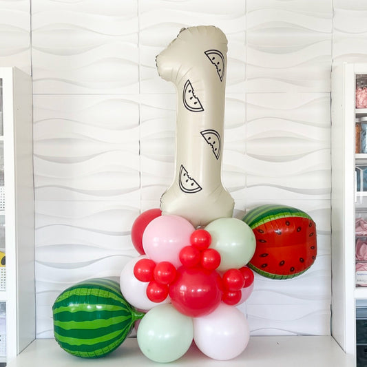 One In A Melon Birthday Balloon Tower - Number Balloon Tower - One In A Melon First Birthday - Watermelon Birthday - First Birthday Balloons