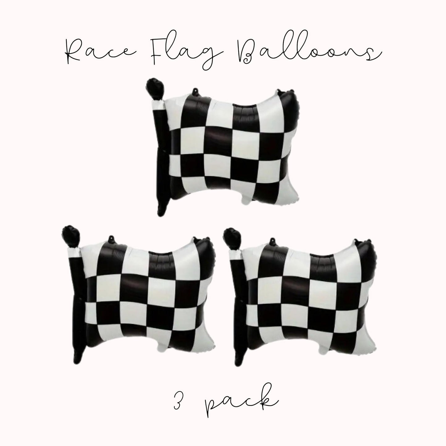 Flag Balloons Three pack - Race Car Balloons - Two Fast - Fast One - 1st Lap Around The Track - Race Car Birthday Decor - Race Car Party