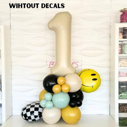 Skateboard Birthday Number Tower - Skateboard Birthday - Skateboard Birthday Balloons -Balloon Tower - One Happy Dude - Skateboard Party