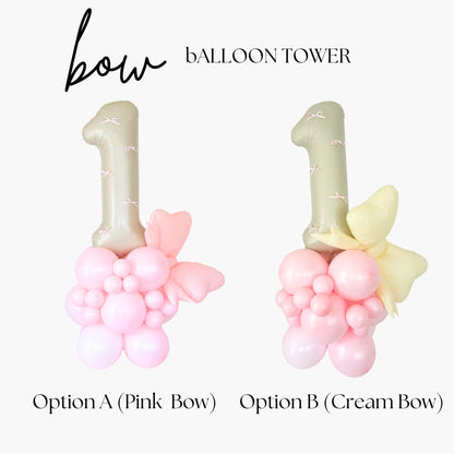 Bow Party Number Balloon Tower - Bow Birthday - Bow Party -Coquette Birthday -Pink Coquette Balloons DYI - Number Balloon Towers - Bow