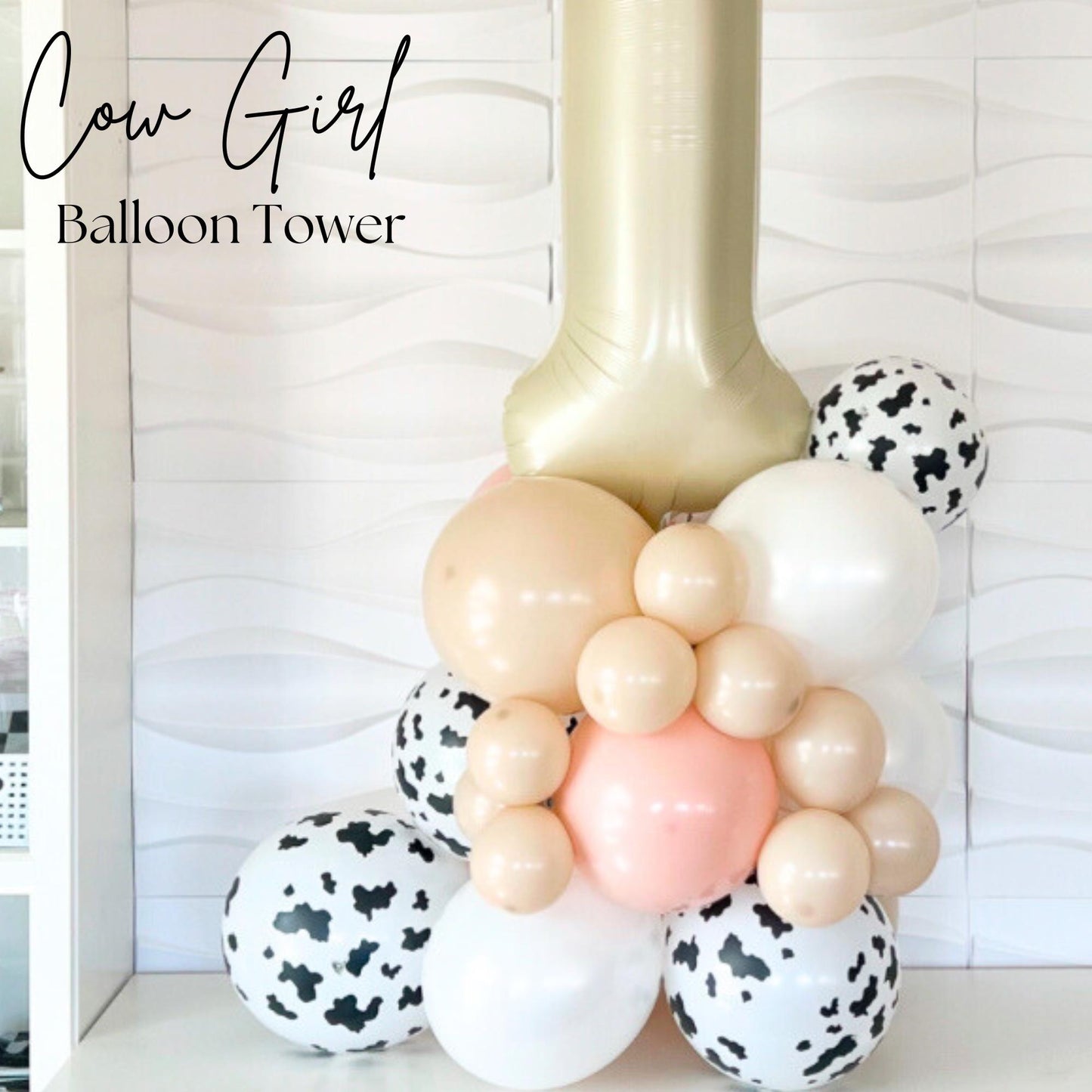 Holy Cow I'M ONE Balloon Tower - Cow Theme Birthday Balloons - Cow Balloons - Holy Cow I'm One Party Decor - Country Theme Balloons