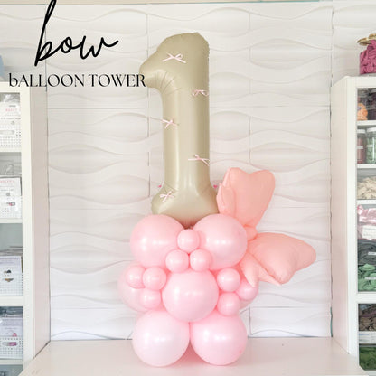 Bow Party Number Balloon Tower - Bow Birthday - Bow Party -Coquette Birthday -Pink Coquette Balloons DYI - Number Balloon Towers - Bow