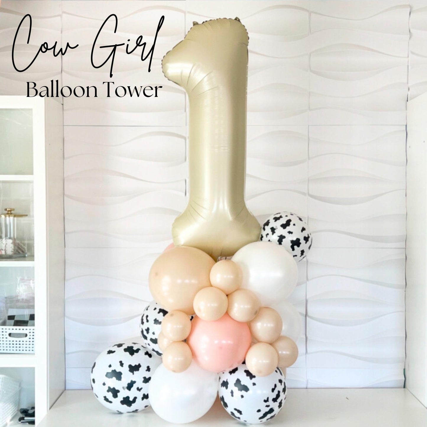 Holy Cow I'M ONE Balloon Tower - Cow Theme Birthday Balloons - Cow Balloons - Holy Cow I'm One Party Decor - Country Theme Balloons