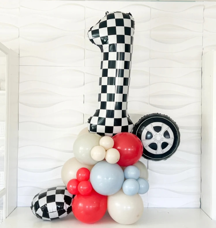 First Lap Around The Track - First Lap Balloons - First Lap Balloon Tower - First Lap Around The Track Birthday Theme - Race Car Birthday